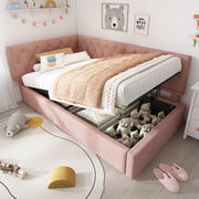 Letto singolo in velluto rosa 90x200 cm