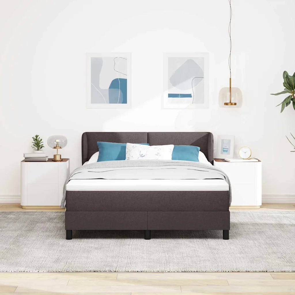 Letto a molle con materasso Marrone Scuro 140 x 200 cm Tessuto 3340027