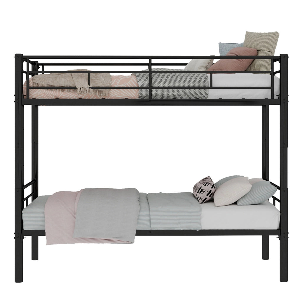 Letto a castello in metallo nero trasformabile in due letti singoli