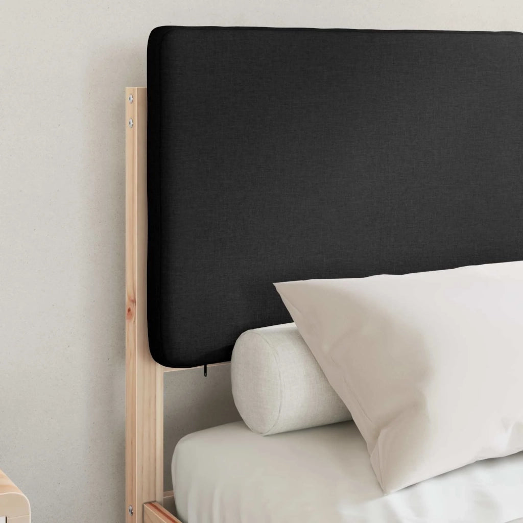 Letto con Testiera Rivestita-Struttura Letto con Testiera Nero 120 x 190 cm Pino massello 827313