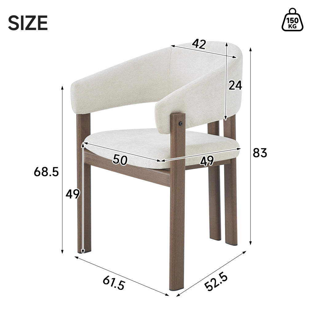 SEDIA da pranzo Set da 2 pezzi con braccioli 73,2x69,01x42,49 cm beige/walnut