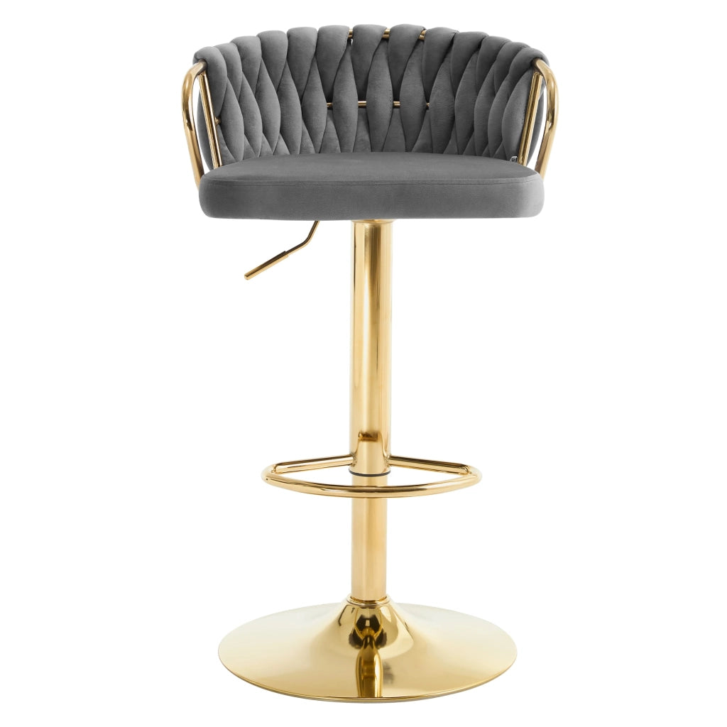 SEDIA BAR Girevole e Regolabile 49,5x77-98x50,5 cm Velluto Grigio Scuro