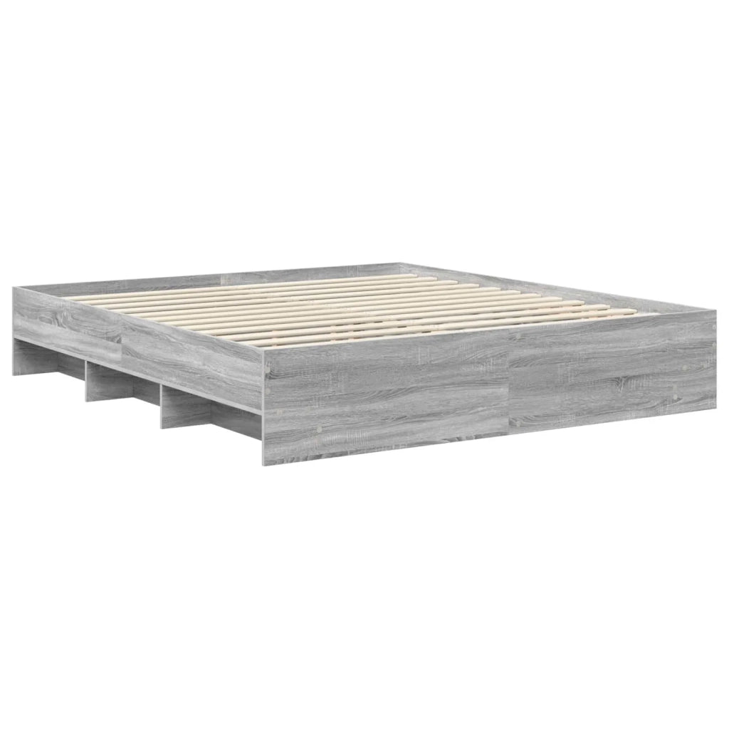 Letto matrimoniale | Letto per adulti | Struttura del letto con testiera Grigio Sonoma 180 x 200 cm