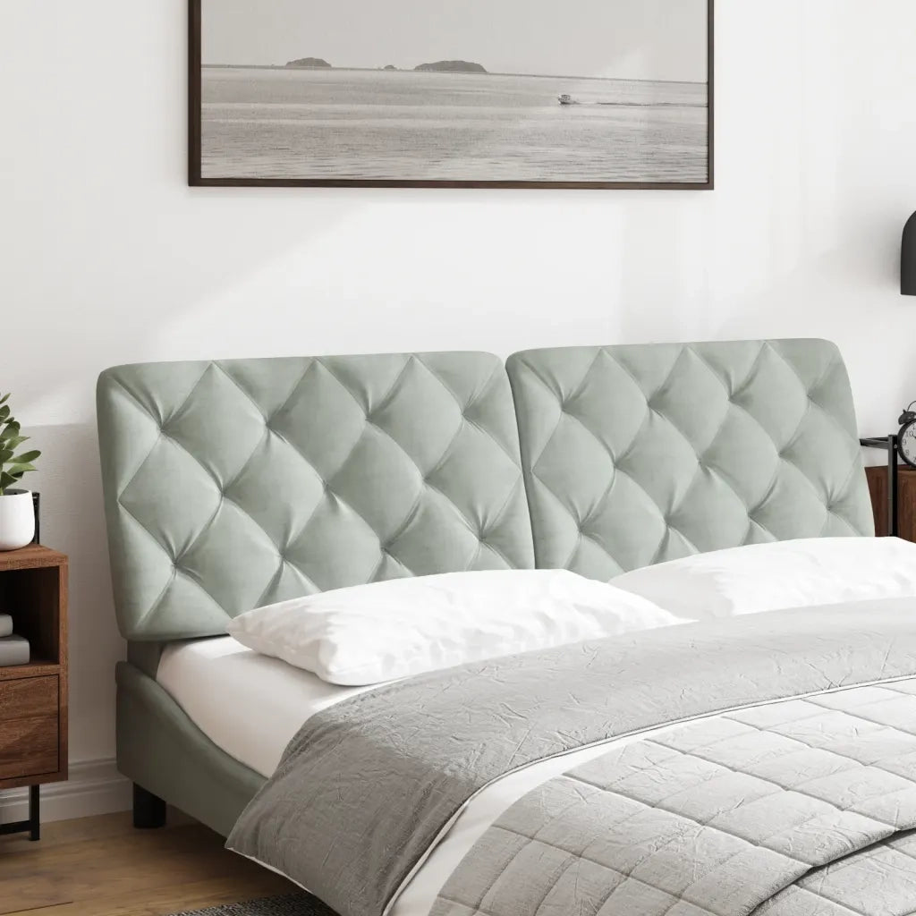 Coussin de tête de lit gris clair 160 cm velours