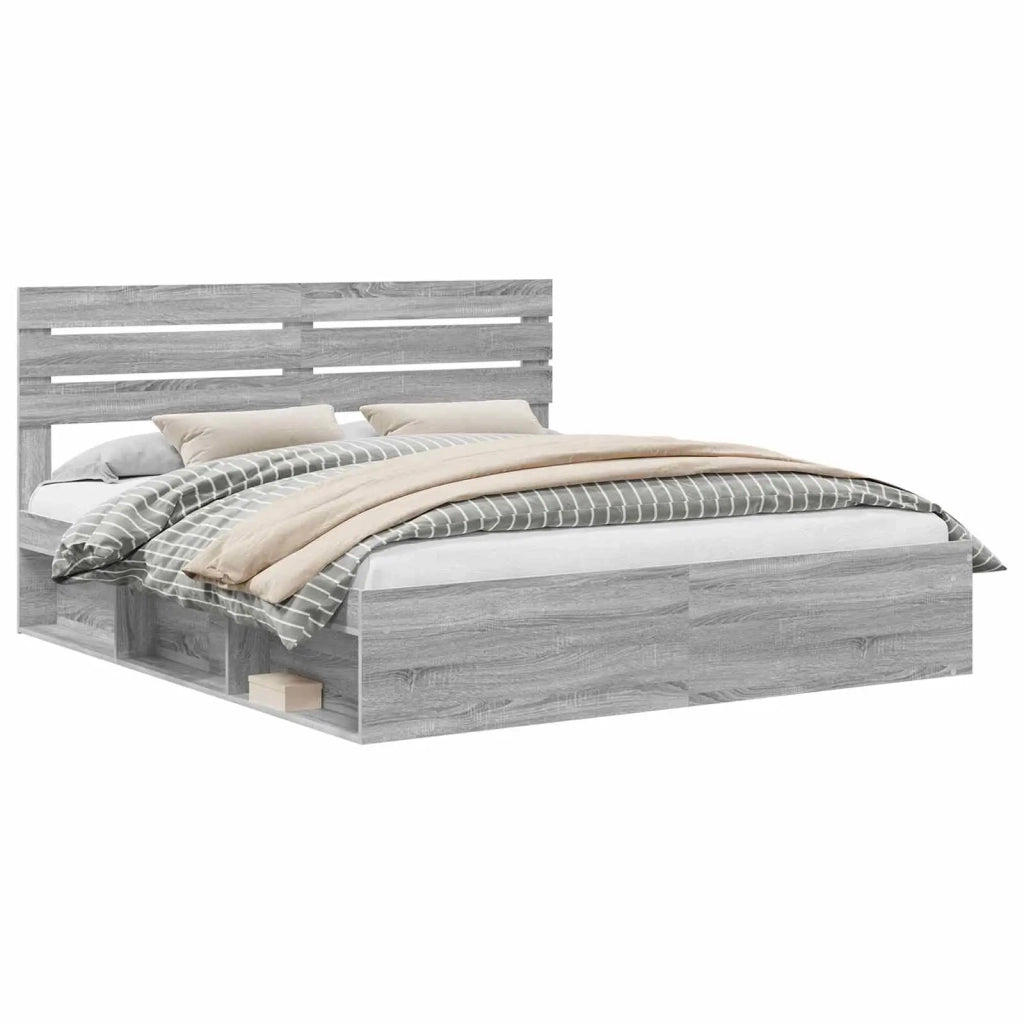 Letto matrimoniale | Letto per adulti | Struttura del letto Grigio Sonoma 200 x 200 cm Pino massello
