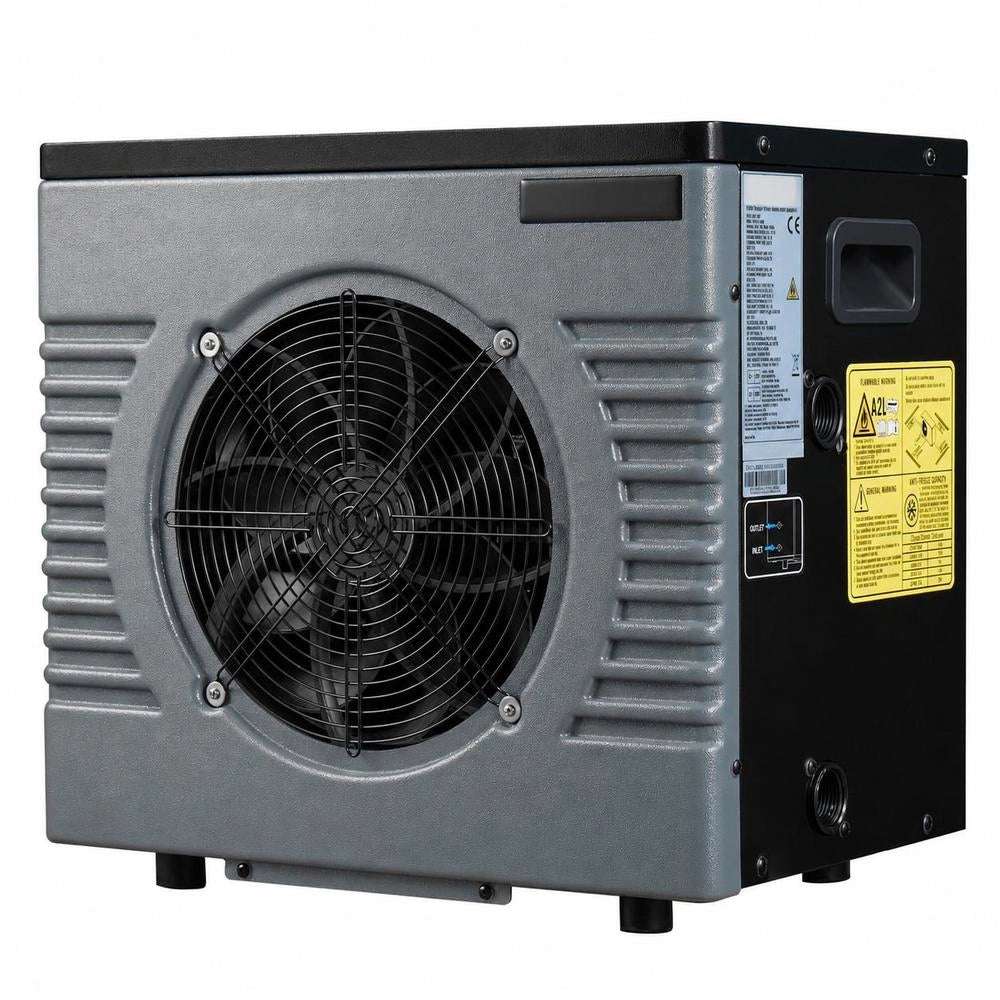 Pool Heat Pump 4920 W, Electric Pool Heater For Above-ground Pools Up To 18 M³, Max. COP 5.29, Low Noise, Residual Current Circuit Breaker, Heating Temperature 15–40 °C, Heating & Cooling Mode, Heat Exchanger