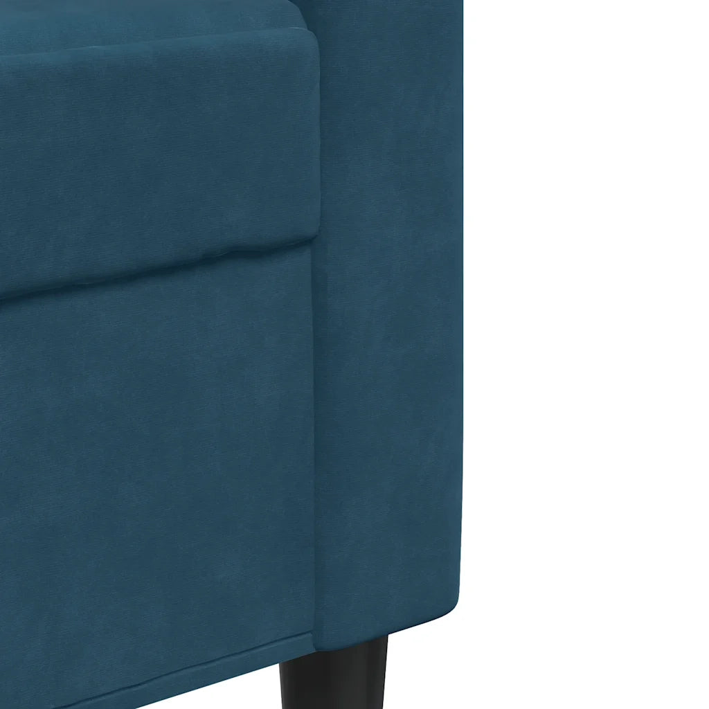 Set di Divani 3 pz con Cuscini Blu in Velluto