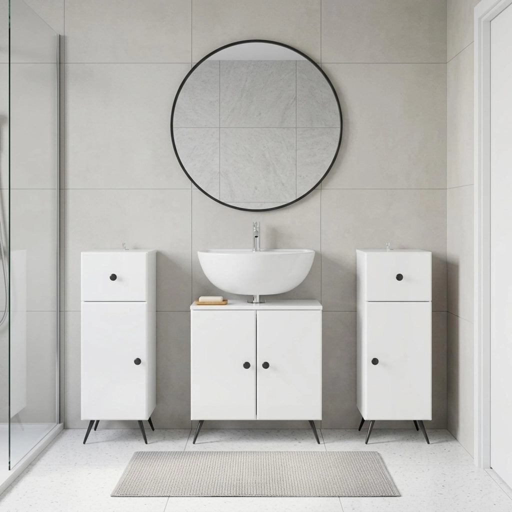 Set di armadietti da bagno in 3 pezzi BREDA Bianco Lucido 3418048
