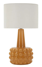 Lampada da Tavolo Gress Senape Ø30x51,5 cm in Ceramica e Ferro e Tessuto Senape e Bianco