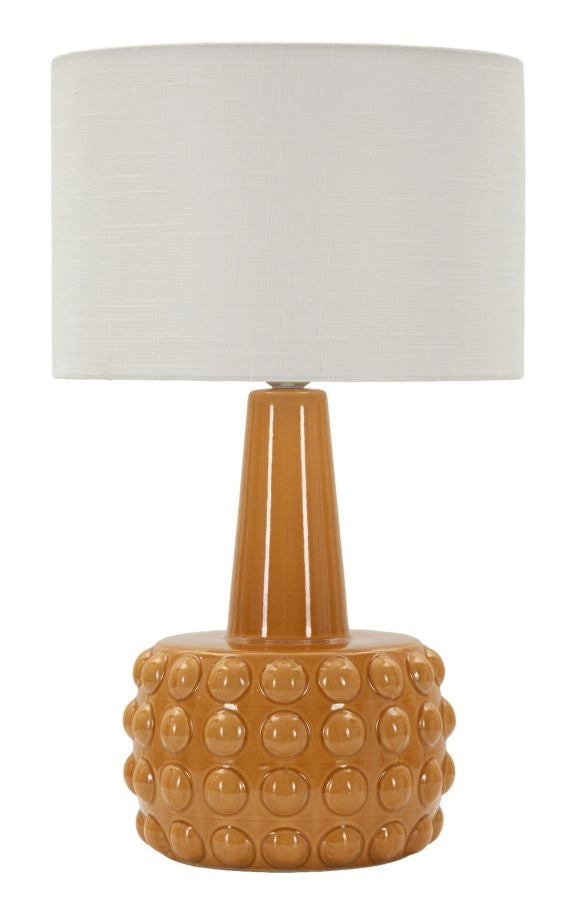 Lampada da Tavolo Gress Senape Ø30x51,5 cm in Ceramica e Ferro e Tessuto Senape e Bianco