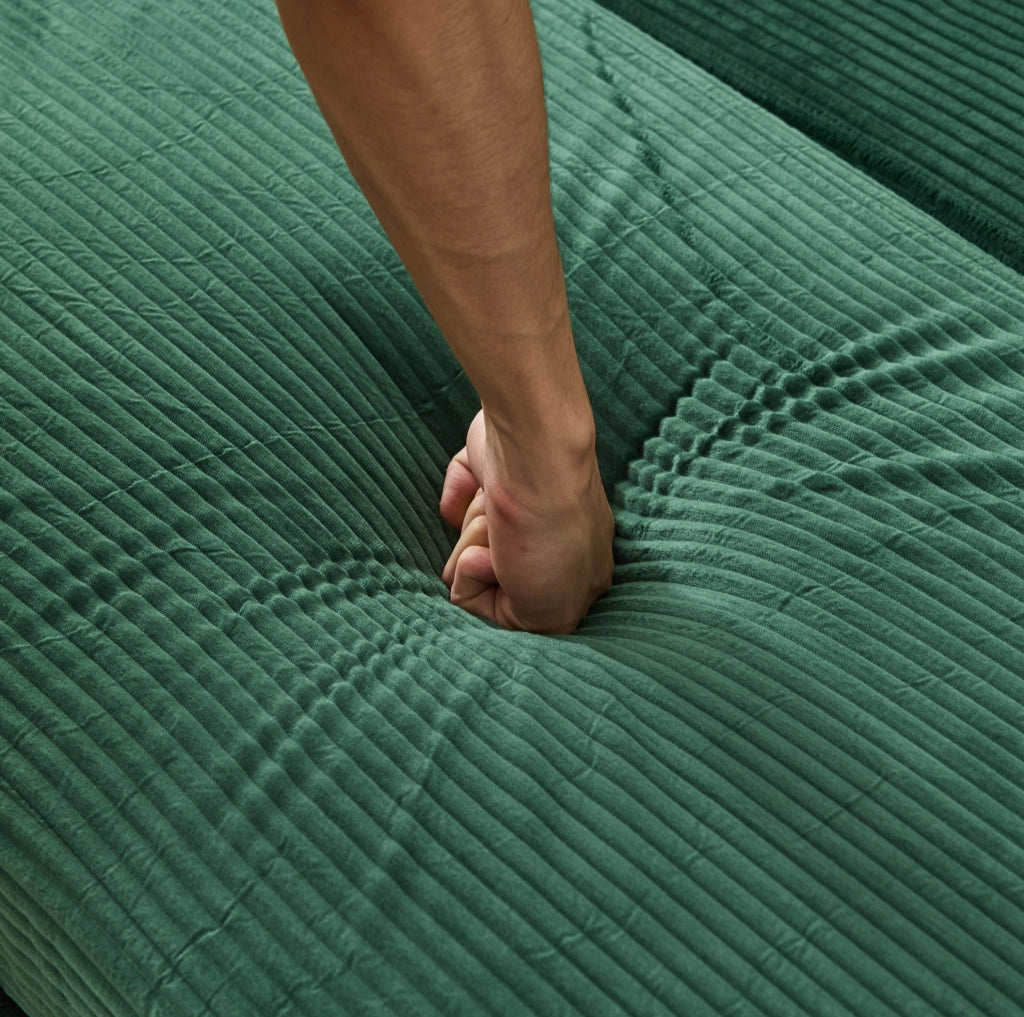 Chaise longue con poggiapiedi e contenitore, divano lounge con 3 cuscini, verde smeraldo