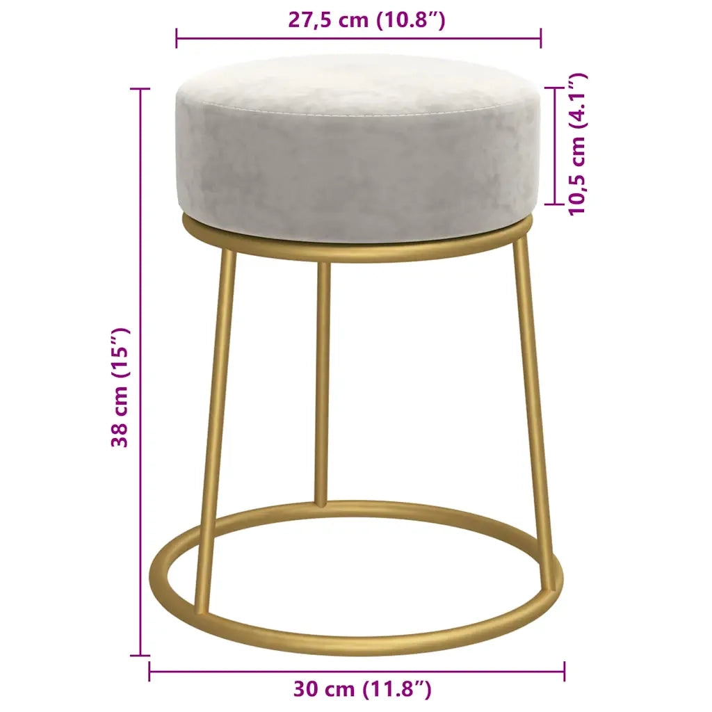 Sgabello Rotondo Grigio Chiaro in Velluto CFW1624142
