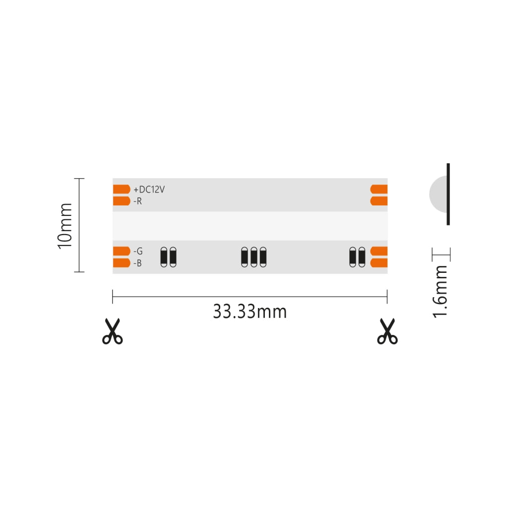 Striscia led COB IP20 5m RGB 12V 15W/MT