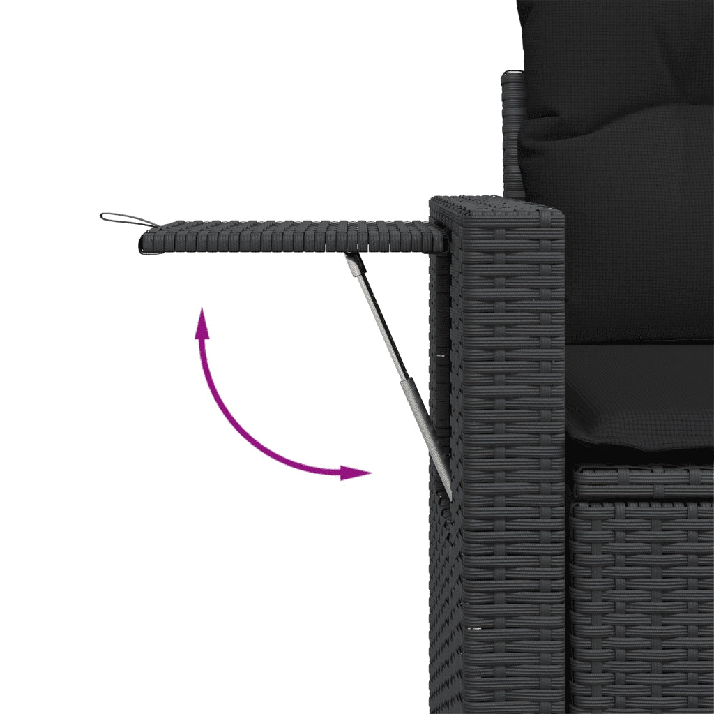 Set Divani da Giardino con Cuscini 7pz Nero Polyrattan 3252742
