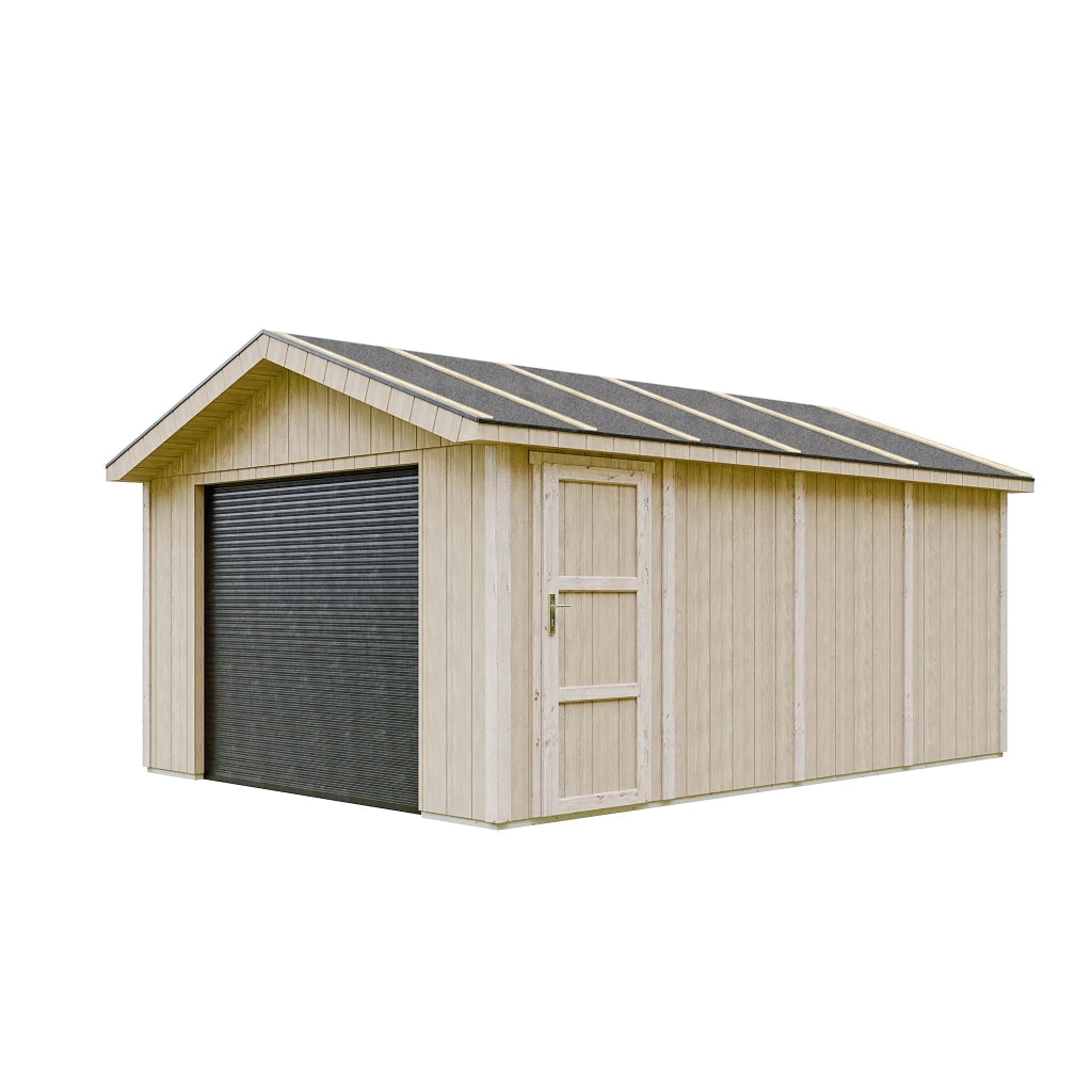 Garage di 17 m²- L378xL530 cm- Garage per auto, moto, biciclette - Costruzione con pannelli LP Smartside - Timbela M991B