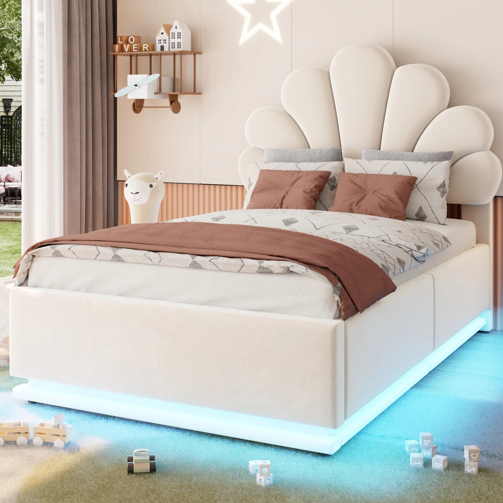 letto imbottito velluto beige 90 x 200 cm
