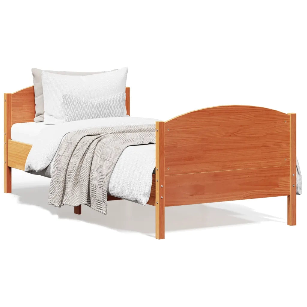 Letto senza Materasso-Struttura Letto Marrone Cera 75x190 cm in Legno di Pino 576289