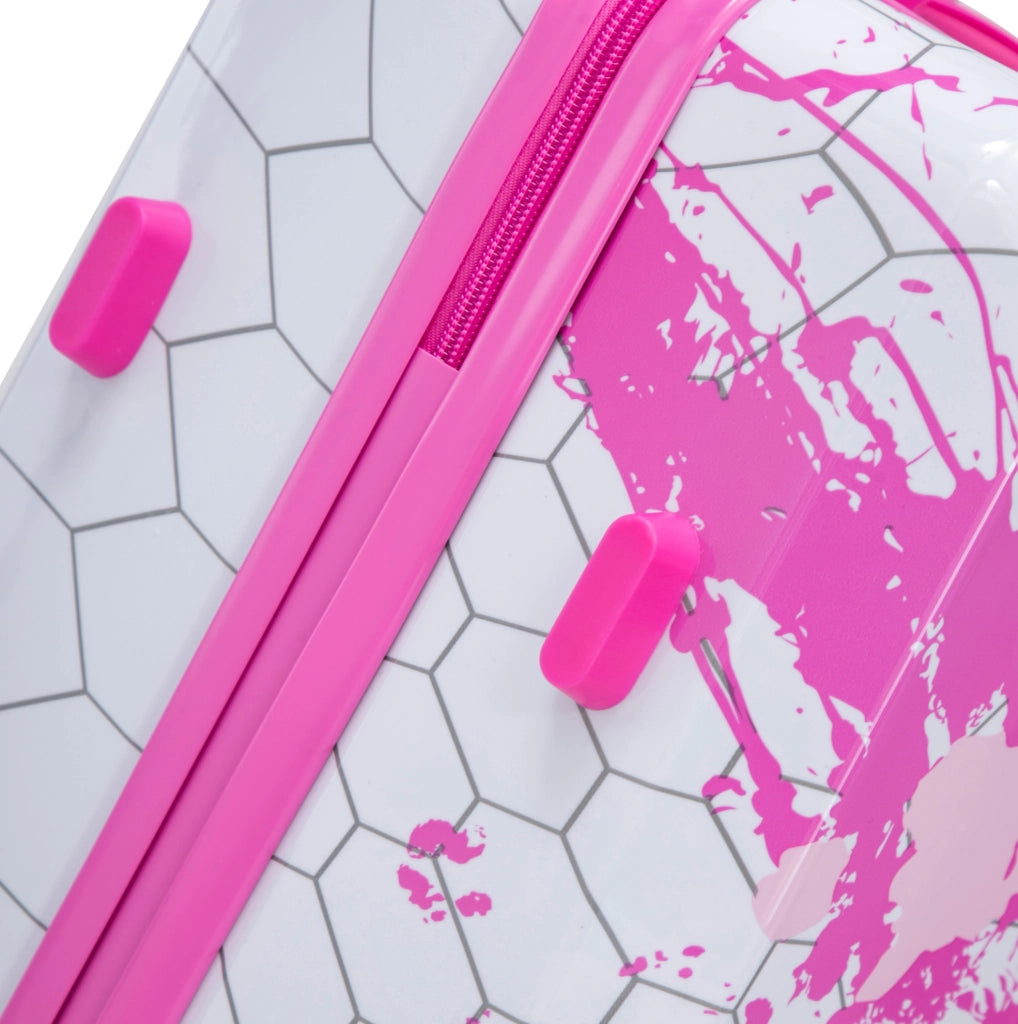 Set di 3 Valigie Rigide in PC con Stampa e Lucchetto a Combinazione Rosa - 20", 24", 28"