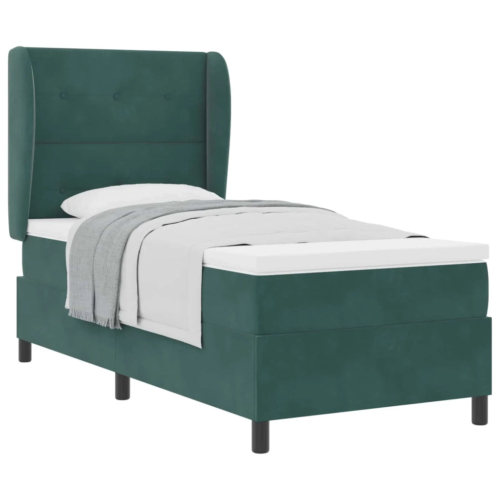 Letto a molle con materasso Verde Scuro 190 x 90 cm Velluto 3340907