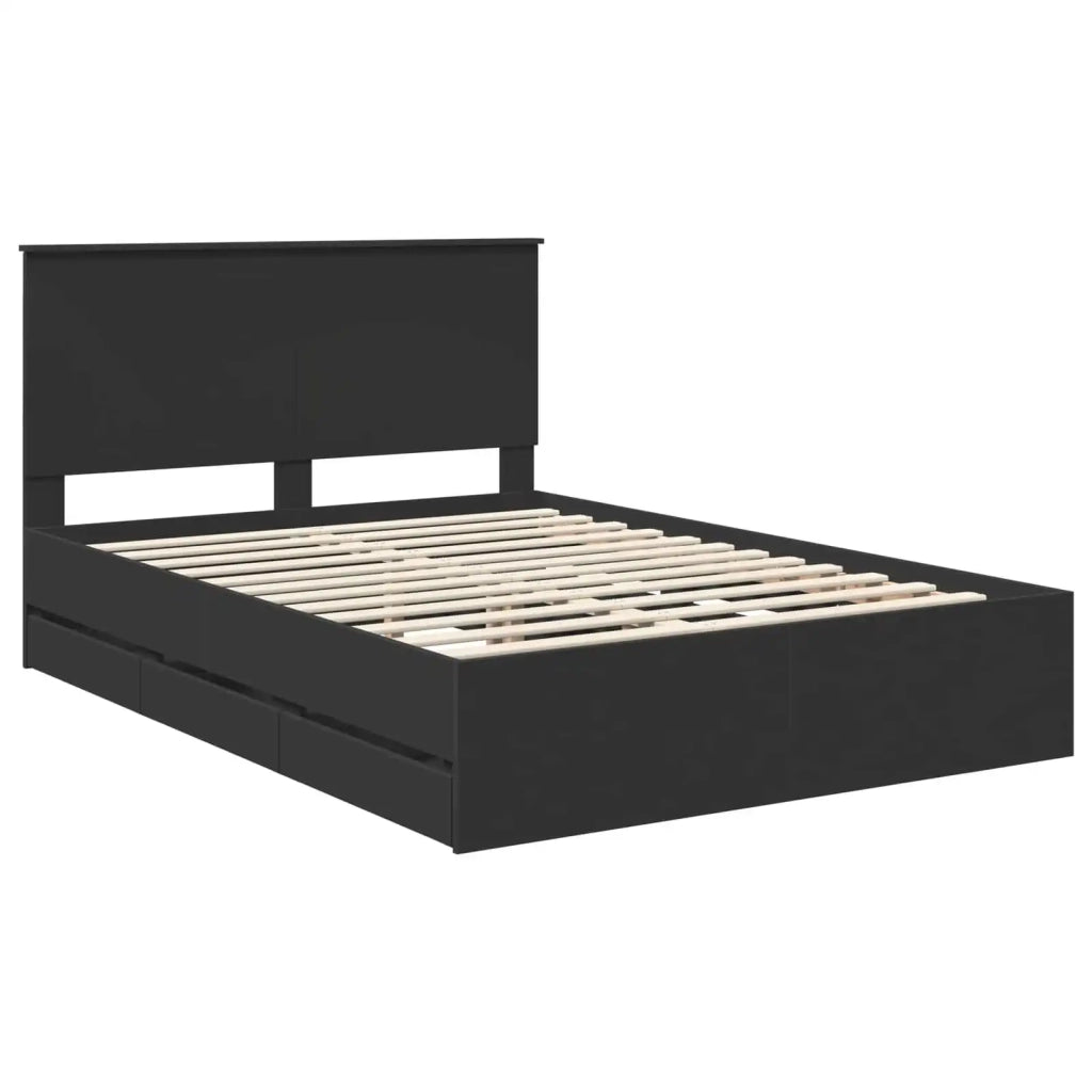 Letto matrimoniale | Letto per adulti | Struttura del letto Nero 140 x 200 cm Legno Ingegnerizzato