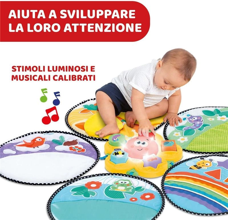CHICCO TAPPETO SENTIERO DELLE STAGIONI SENSORIALE E INCASTRI 5 TAPPETINI +SUONI E LUCI PER NEONATO E BAMBINI 9+ MESI