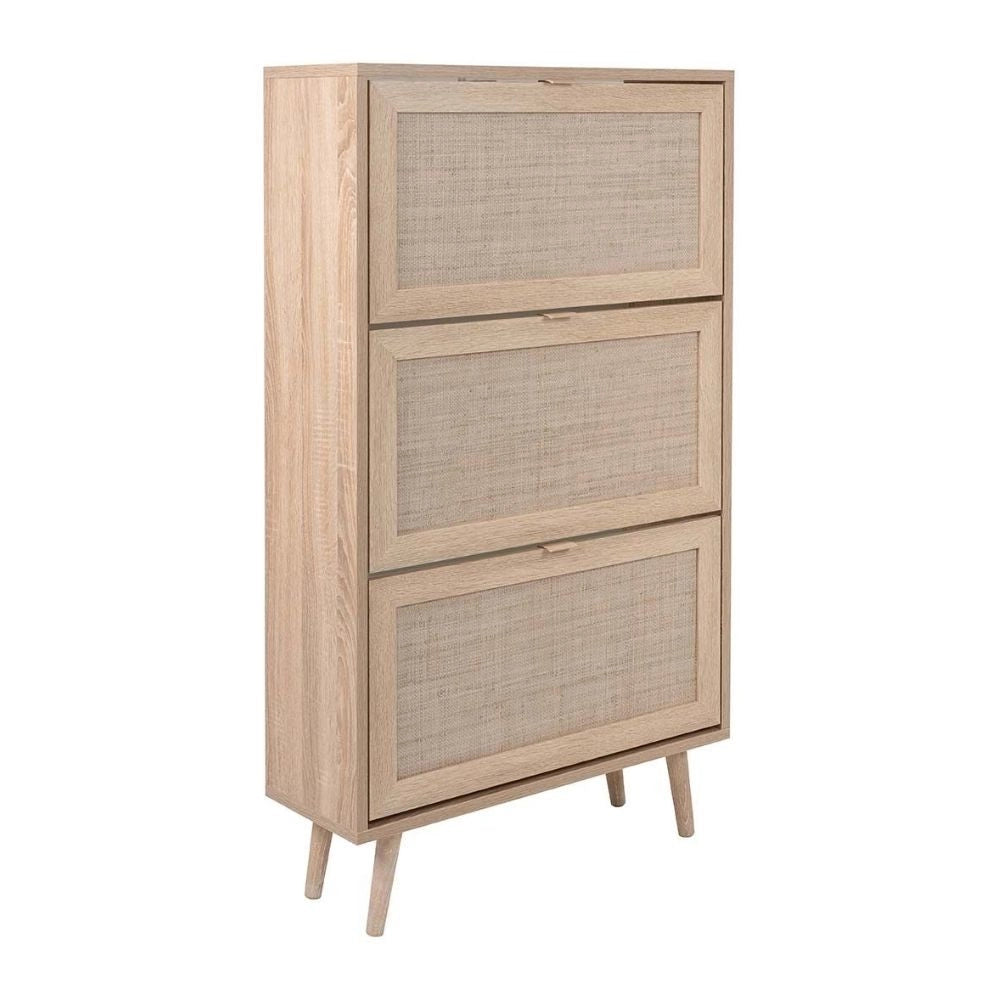 Scarpiera Bali 70x24x125 cm 3 ante a ribalta effetto vimini