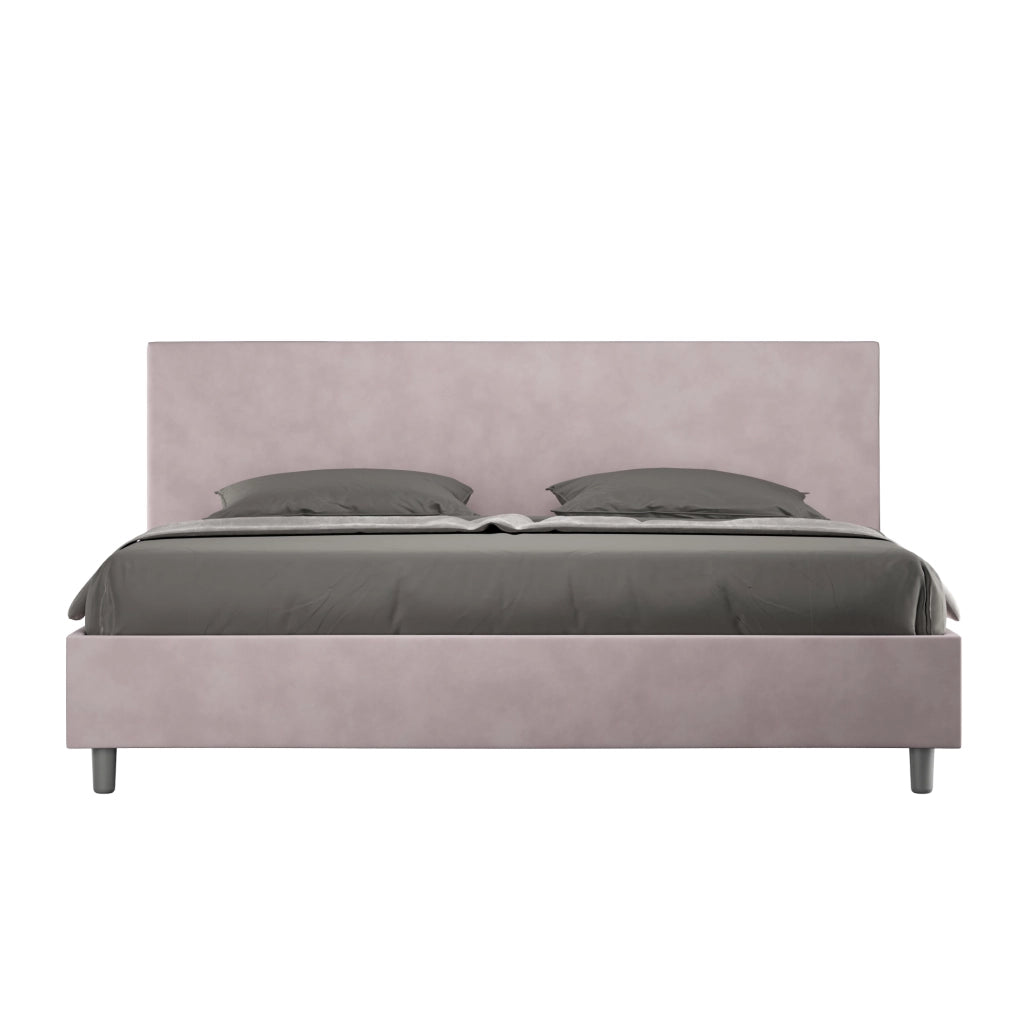 BS COM Letto con rete imbottito 180x200 microfibra glicine