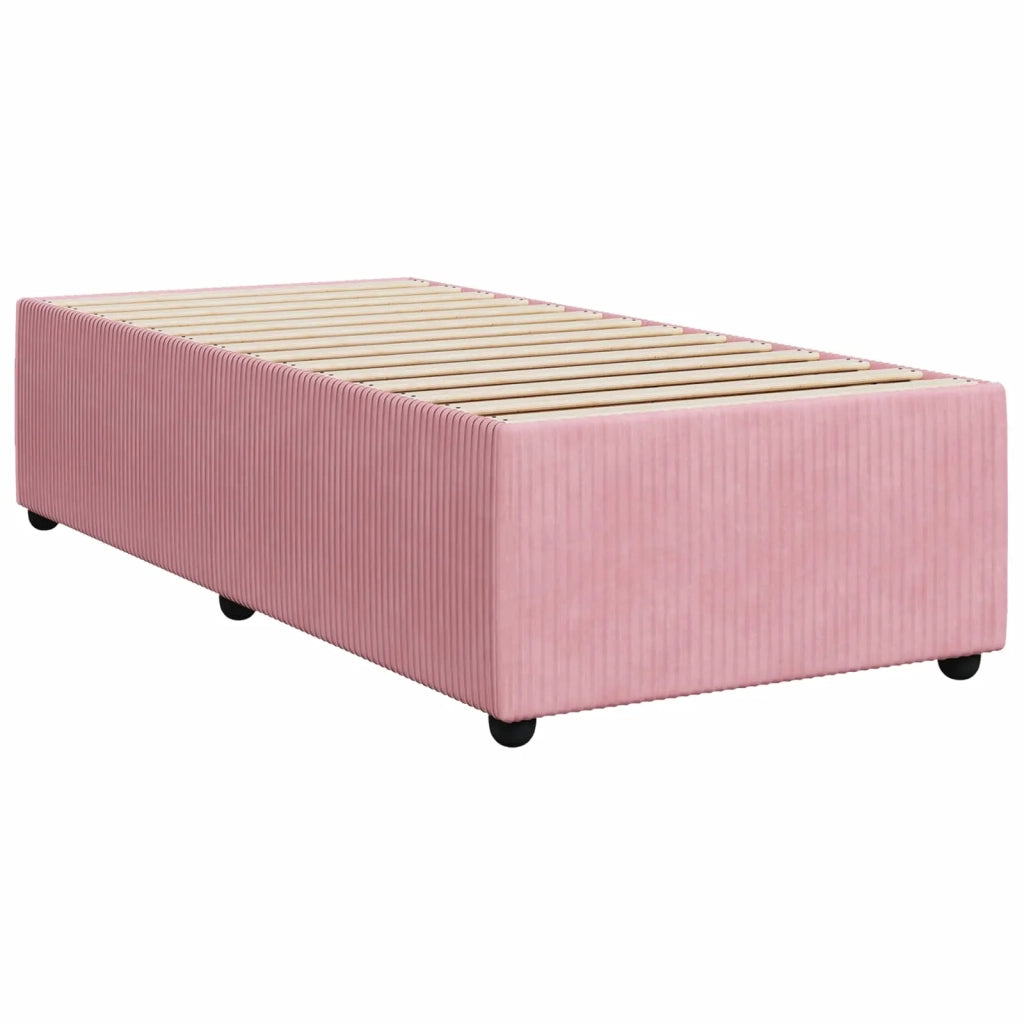 Letto box spring con materasso Rosa 90 x 200 cm Velluto 3451612