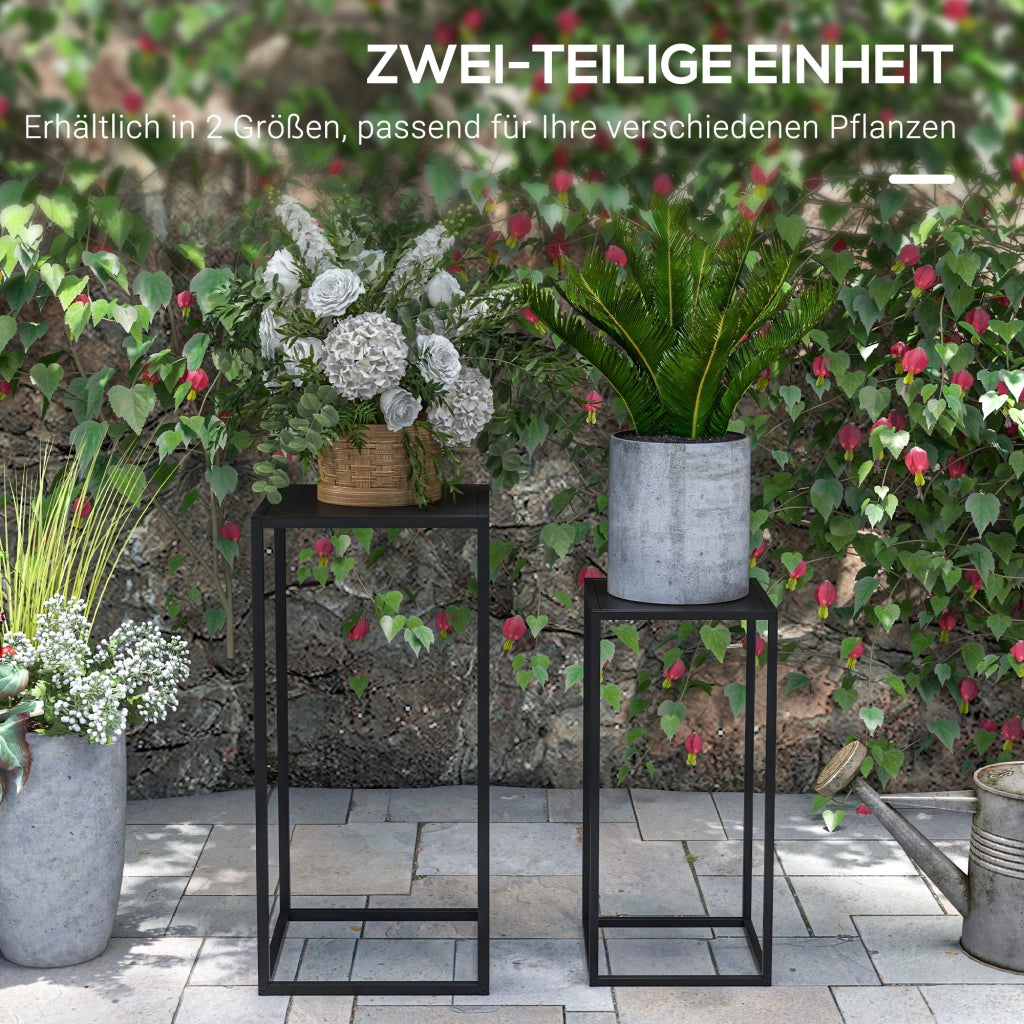 Portafiori Set 2 Pezzi ¨C Xylo ¨C Design Scandinavo Metallo Nero 58,5/65cm