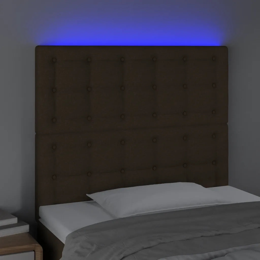 Testiera | Testata a LED Marrone Scuro 80x5x118/128 cm in Tessuto