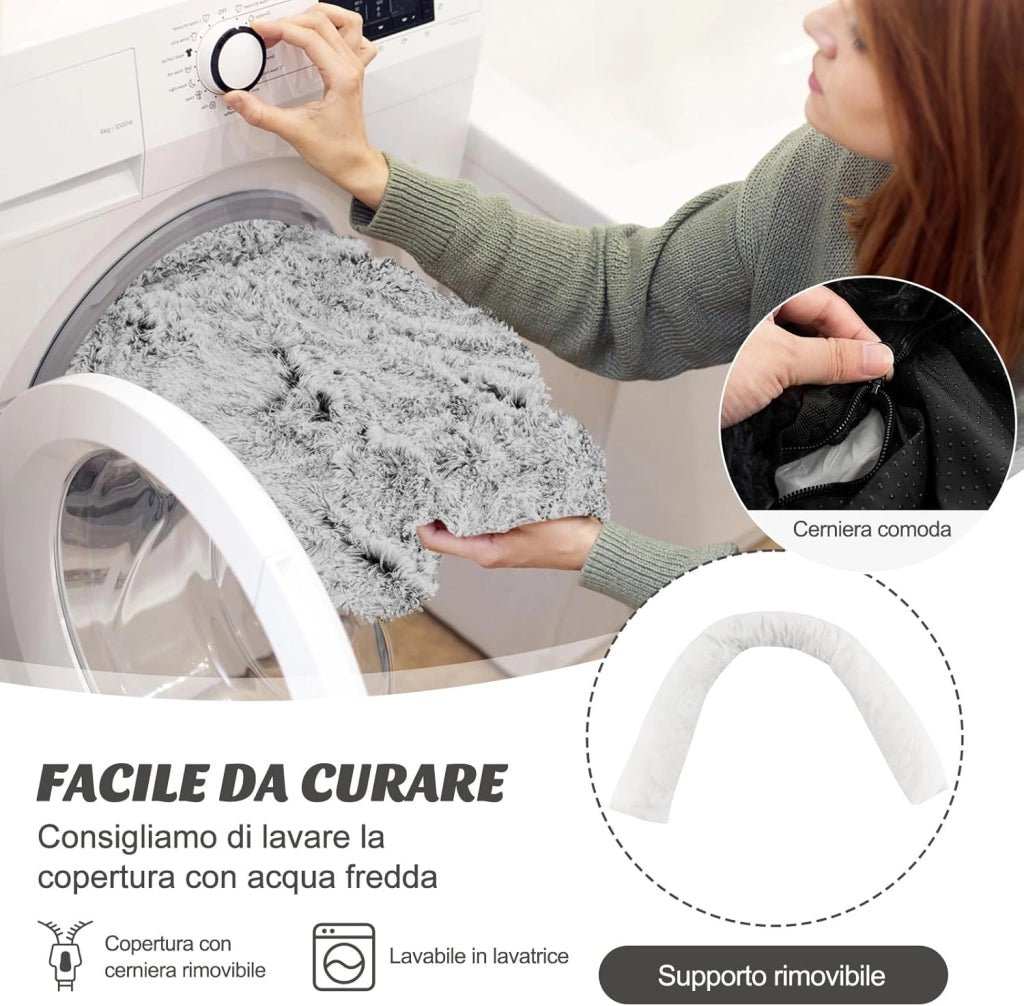 Cuccia per Cani in Peluche, Tappettini da Letto per Cani con Fondo Antiscivolo, Copertura Rimovibile e Lavabile, Cuscino Morbido (M, bianco)
