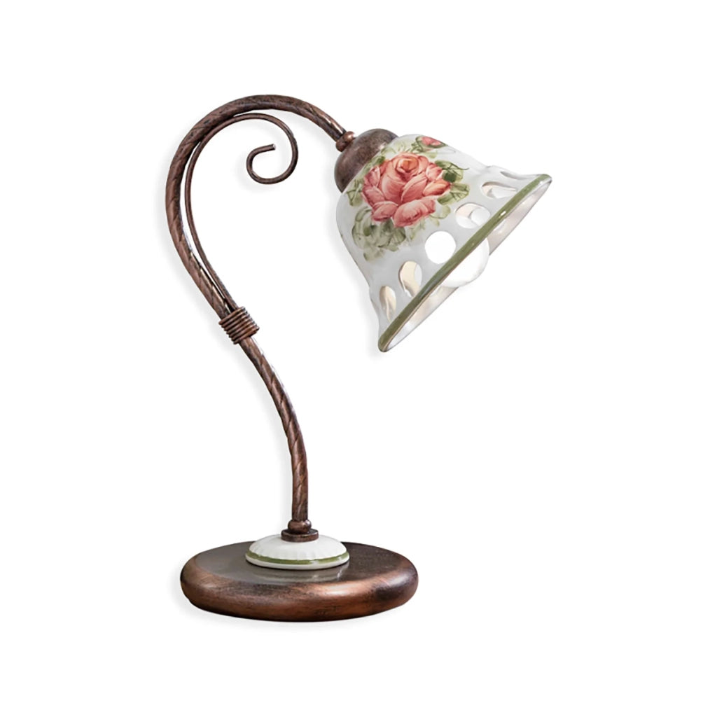 Lumetto Classico Napoli Metallo E Ceramica Nero Sfumato Rame 1 Luce E14