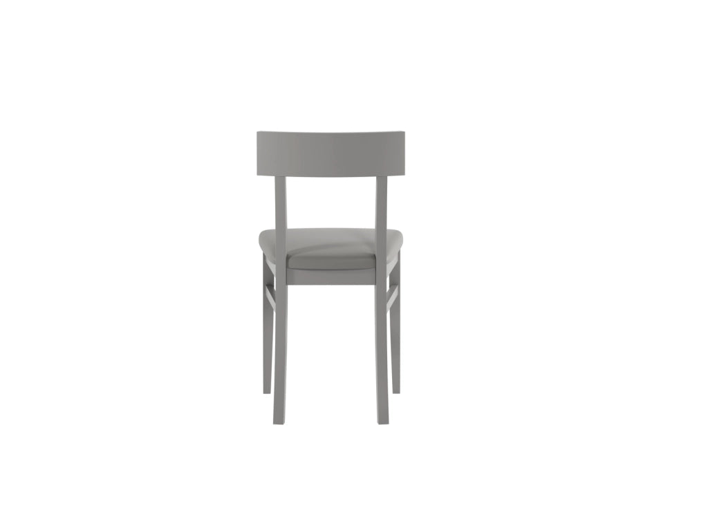 Sedia da interno Monaco in legno di faggio laccato grigio chiaro con seduta imbottita in similpelle e schienale in legno - 2 pezzi