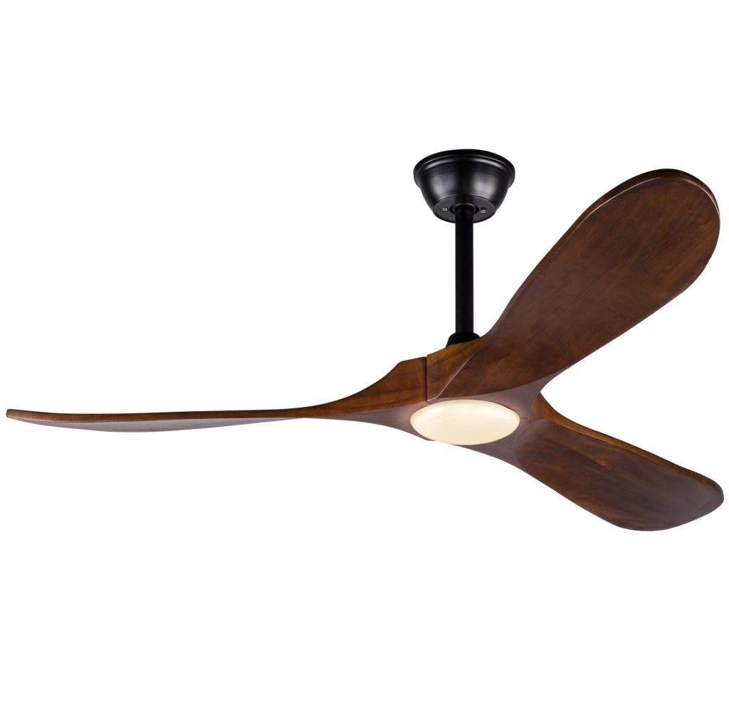 Ventilatore da soffitto 52 pollici con LED dimmerabile e telecomando in metallo e legno
