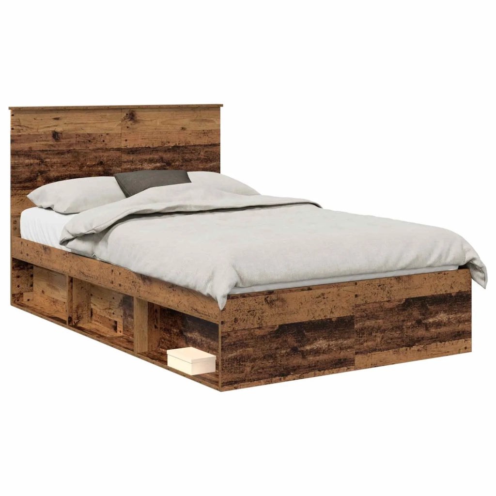 Letto matrimoniale | Letto per adulti | Struttura del letto Legno vecchio 135 x 190 cm Pino massello