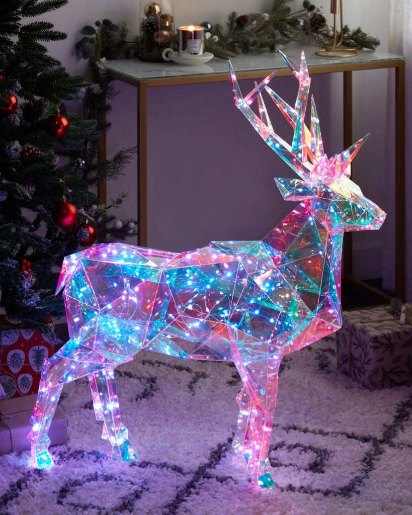 Decorazione natalizia Smart LED App con controllo Bluetooth a forma di renna illuminata Iridescente Multicolore per interni ed esterni