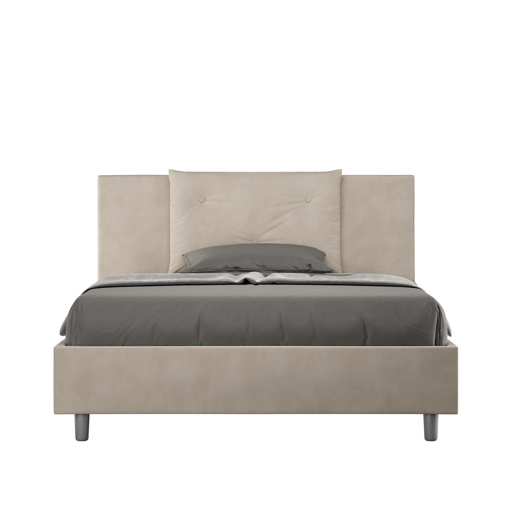 Letto Matrimoniale Francese 150x190 cm con Rete e Contenitore Appia Sabbia