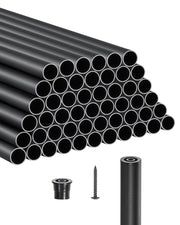 Per scale, patio, portico e recinzione: 51 balaustre in alluminio nero opaco Ø19 x 813 mm, ringhiera tonda antiruggine con tappi e viti, per bricolage