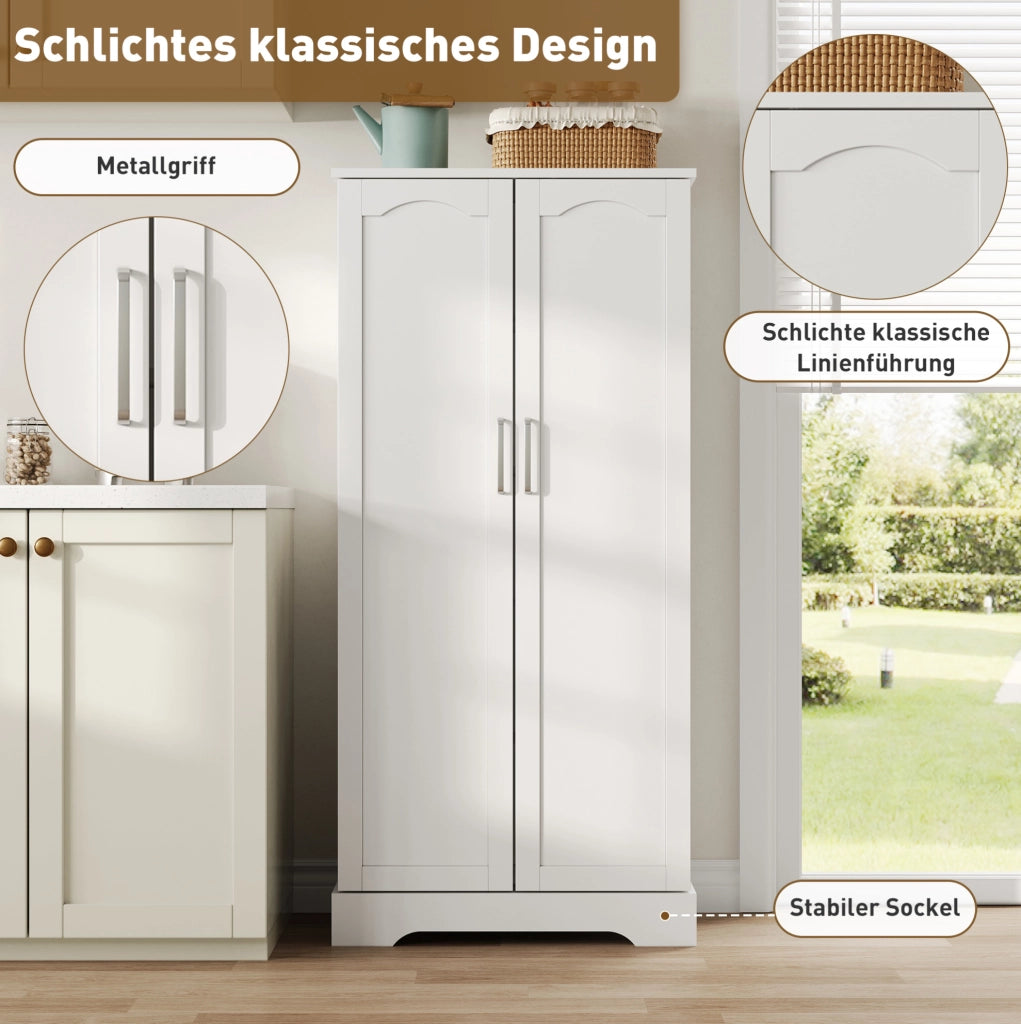 Credenza da cucina bianca con LED USB e ripiani regolabili