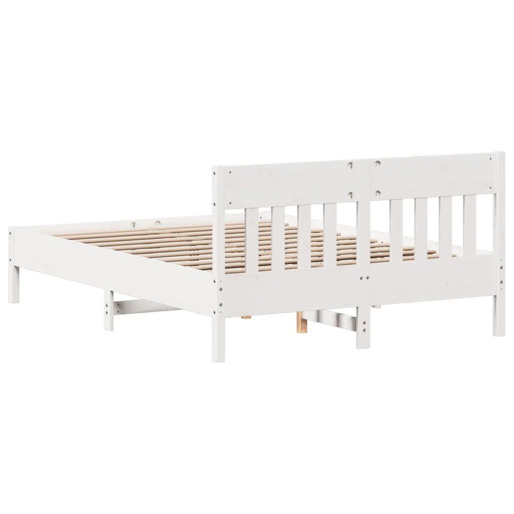 Letto senza Materasso-Struttura Letto Bianco 135x190 cm Legno Massello di Pino 647774