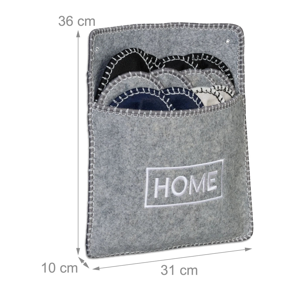 Set di 6 comode pantofole unisex in feltro con custodia 36-39 40-42 43-45 in feltro grigio 13_0017147