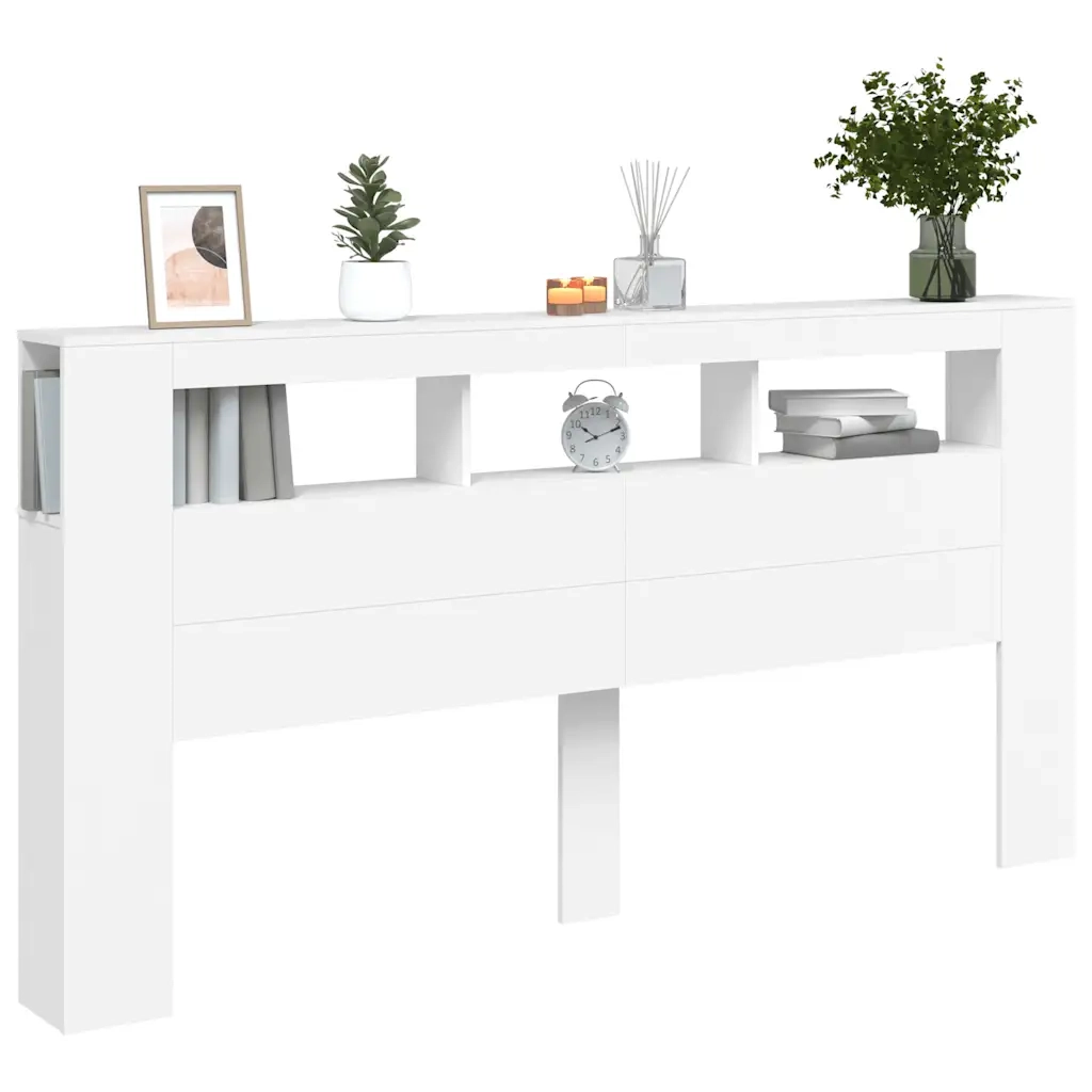 Testiera LED Bianca 200x18,5x103,5 cm Legno Multistrato 837365