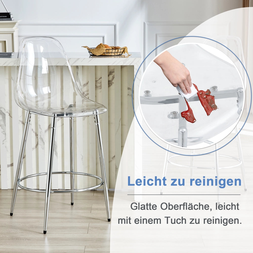 SGABELLO ALTO Set da 2 pezzi, 66 cm, trasparente, metallo e plastica