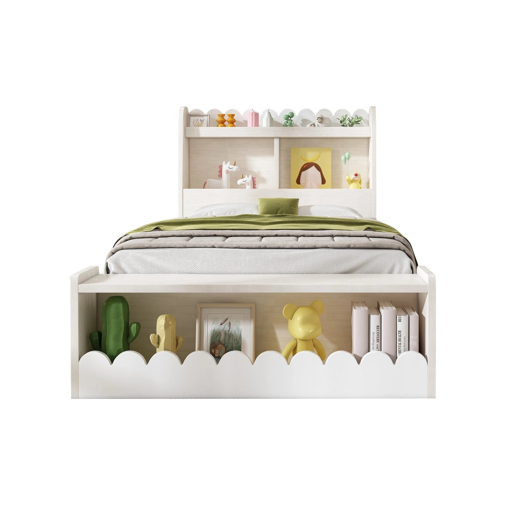 Letto singolo per bambini 90x190 cm con due cassetti e mensole