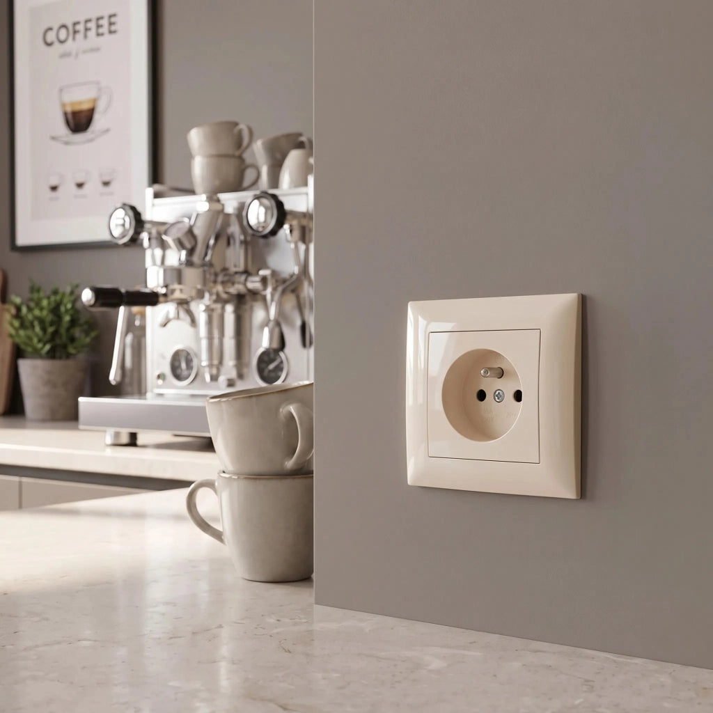 Presa Singola Con Messa A Terra E Placca Oste Jnh001-g Beige