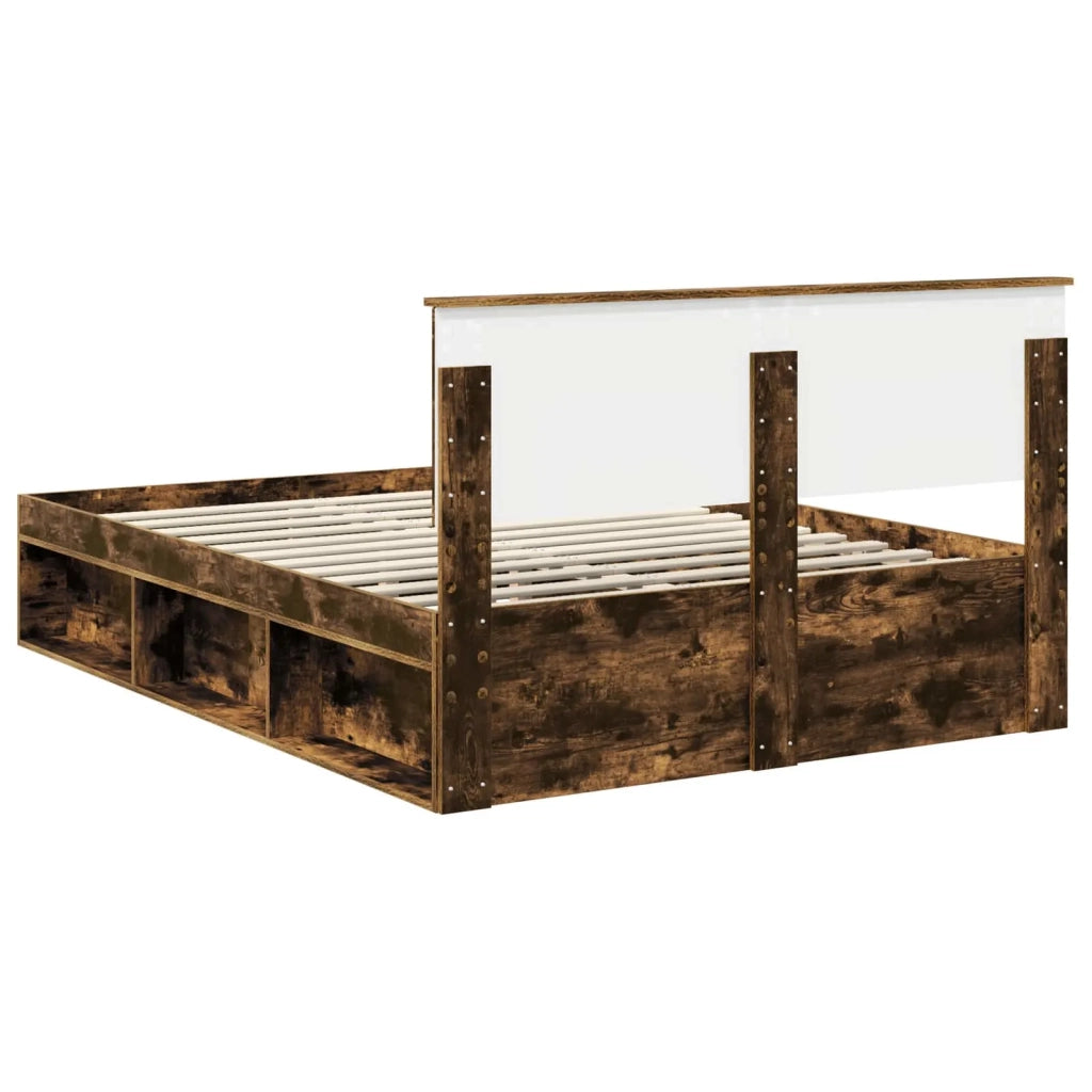 Letto matrimoniale | Letto per adulti | Struttura del letto Rovere fum¨¦ 140 x 200 cm Pino massello