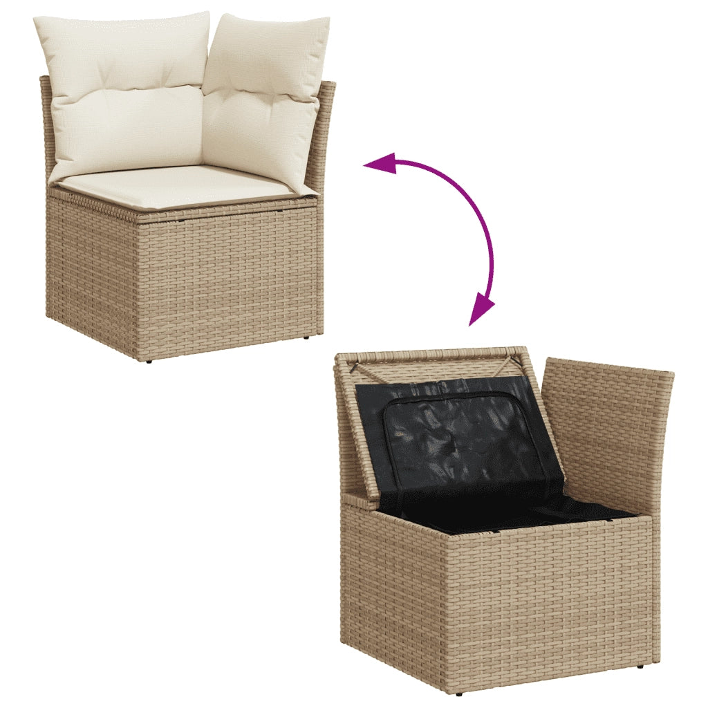 Set Divani da Giardino 7 pz con Cuscini Beige in Polyrattan 3249267