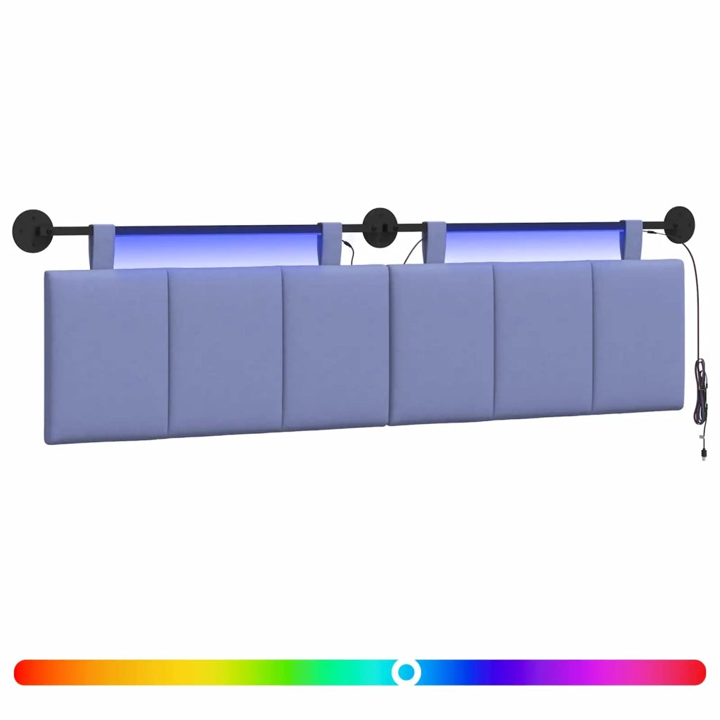 Testiera | Testata sospesa Con luce LED Blu jeans Tessuto