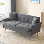 Divano 2 Posti con Cuscini Spessi e Braccioli Ergonomici, in Ciniglia Grigio 162 × 74 × 77 cm