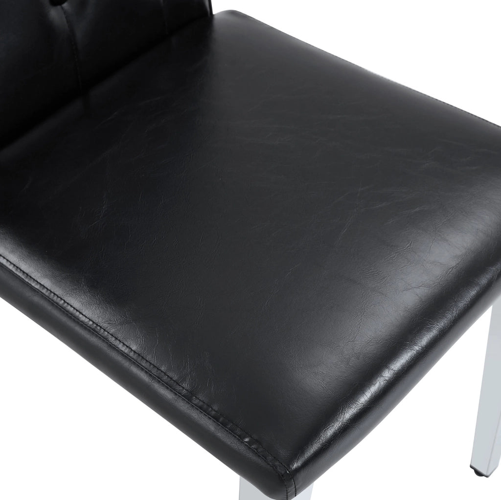 SEDIE da pranzo Set da 4 pezzi 89 cm Nero/Argento in PU e metallo